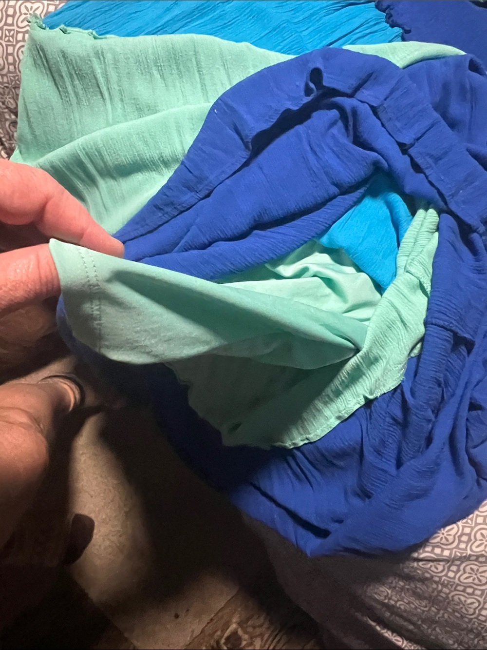 Blue and Teal Colorblock Summer Maxi Dressi - Picture 4 of 4
